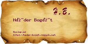 Héder Bogát névjegykártya